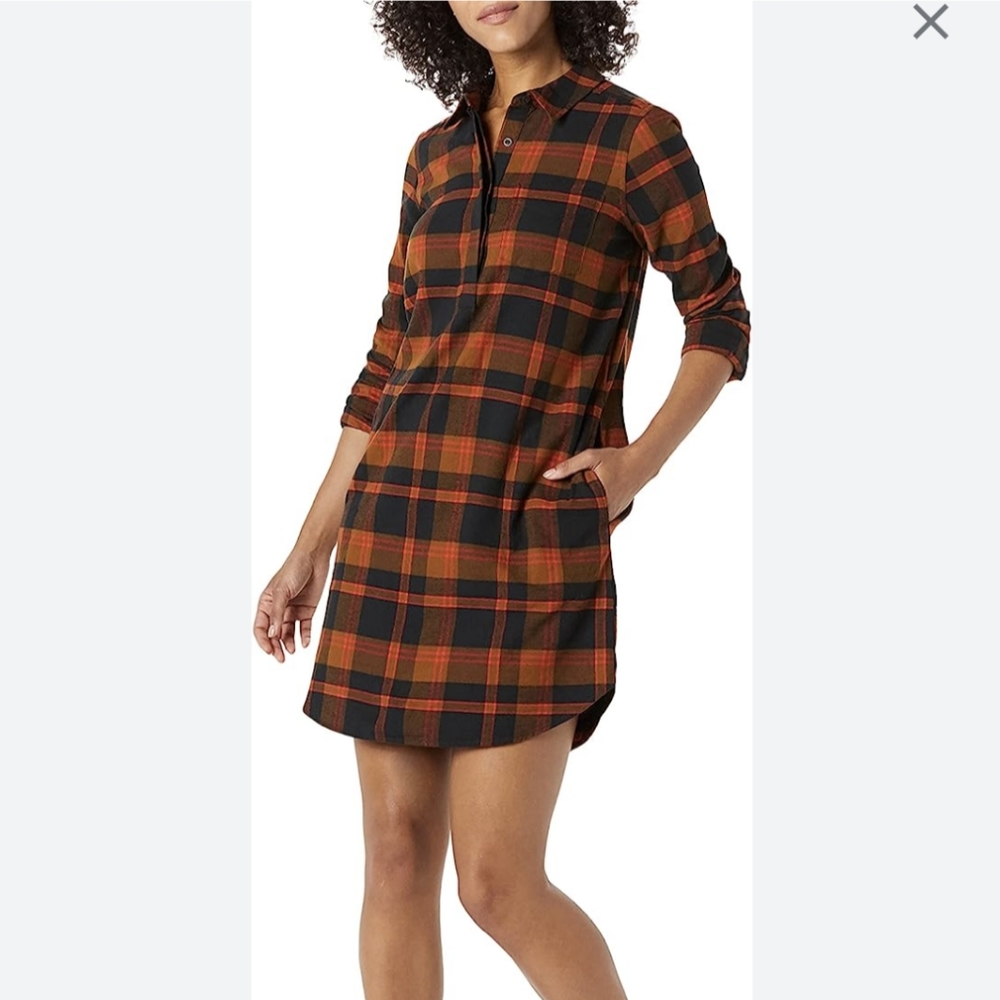 Goodthreads Women's Flannel long Sleeve Shirt Dress Size Medium